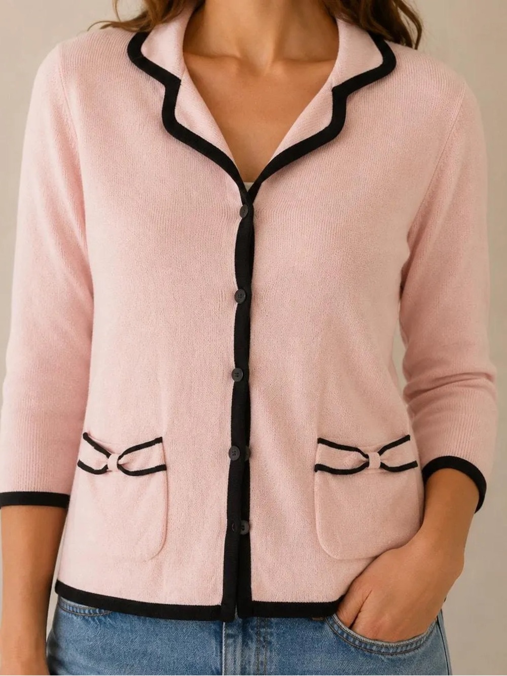 NWT y2k pink coquette cardigan sweater ladylike feminine Jackie O M